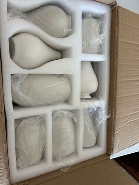 Ceramic Vase and Pottery Set - Matte Cream set of 8 - NEW